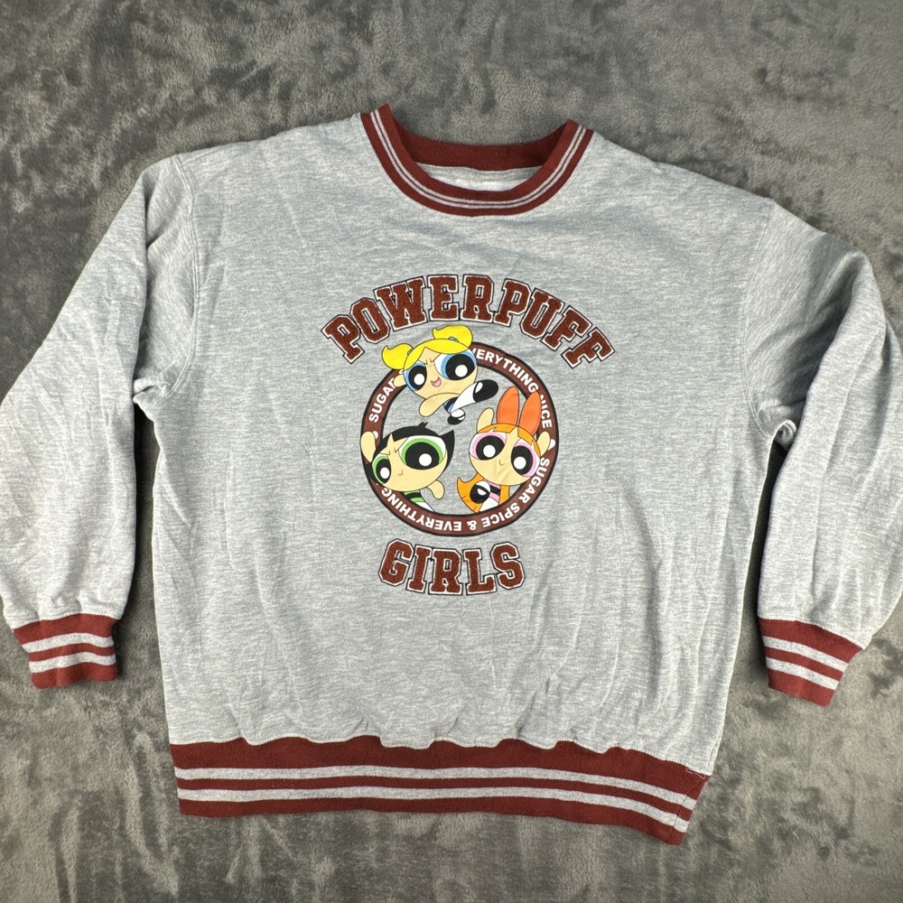 Power Puff Girls Pullover‎ Varsity Sweatshirt Women's Size XL Warm Cotton Blend